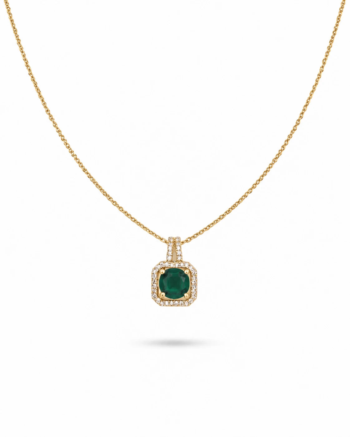 emerald green halo necklace