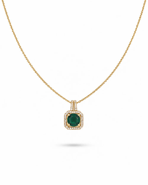 emerald green halo necklace