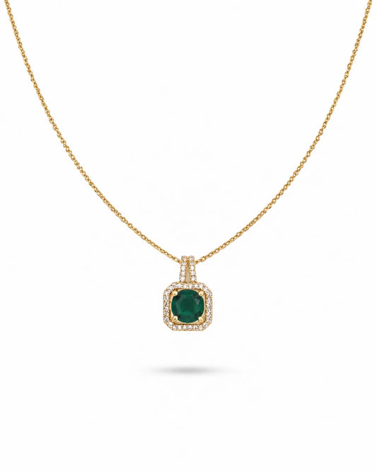 emerald green halo necklace