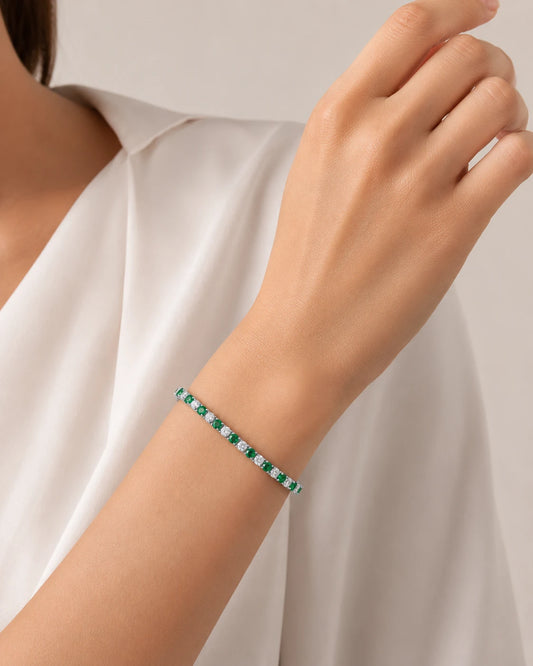 emerald tennis bracelet silver
