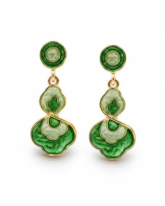 green enamel earrings