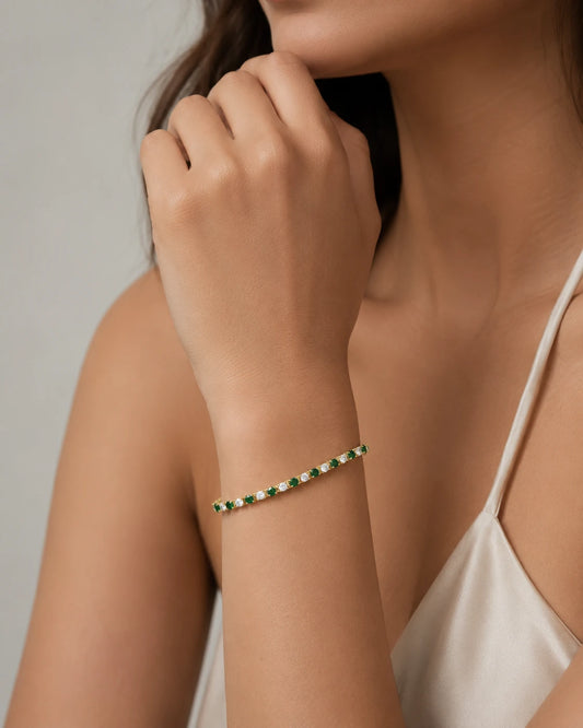 green stone emerald tennis bracelet