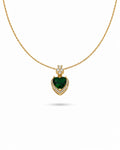 heart halo green crystal necklace