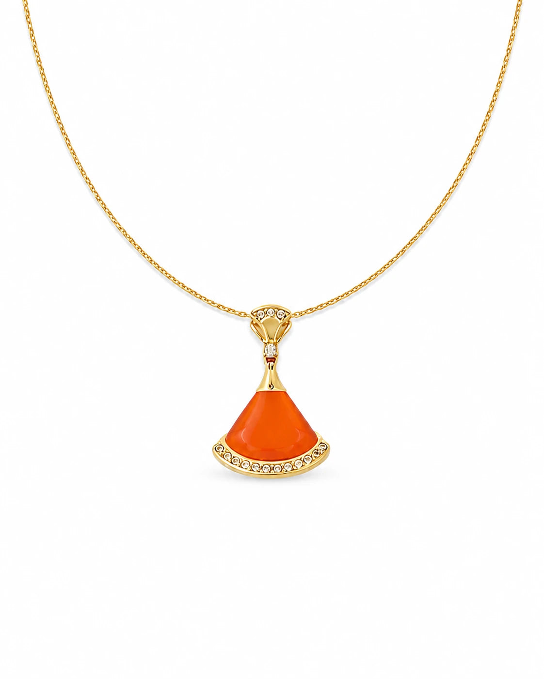 orange fan pendant necklace