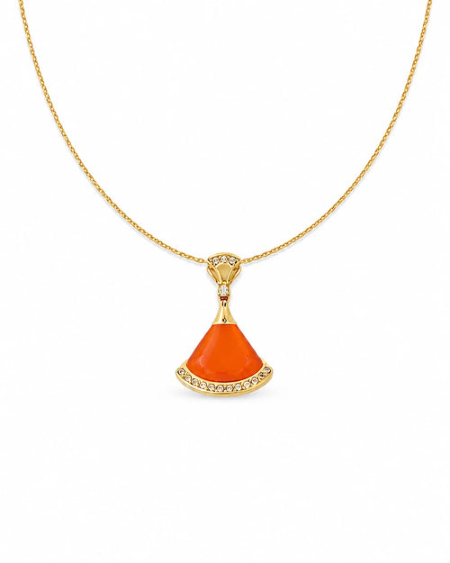 orange fan pendant necklace