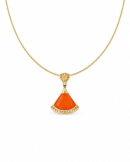 orange fan pendant necklace