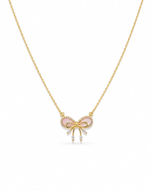 pink bow necklace