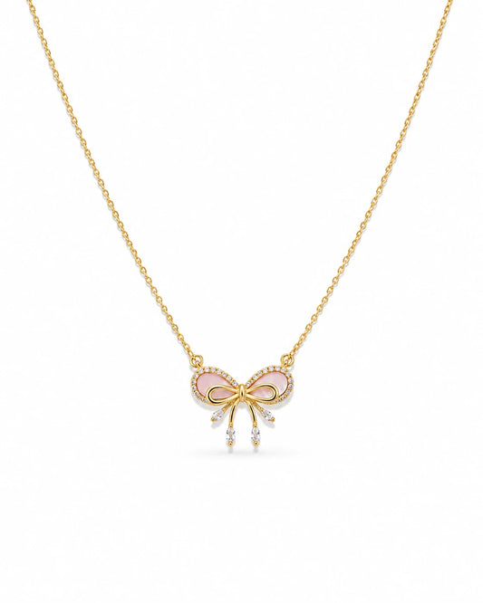 pink bow necklace