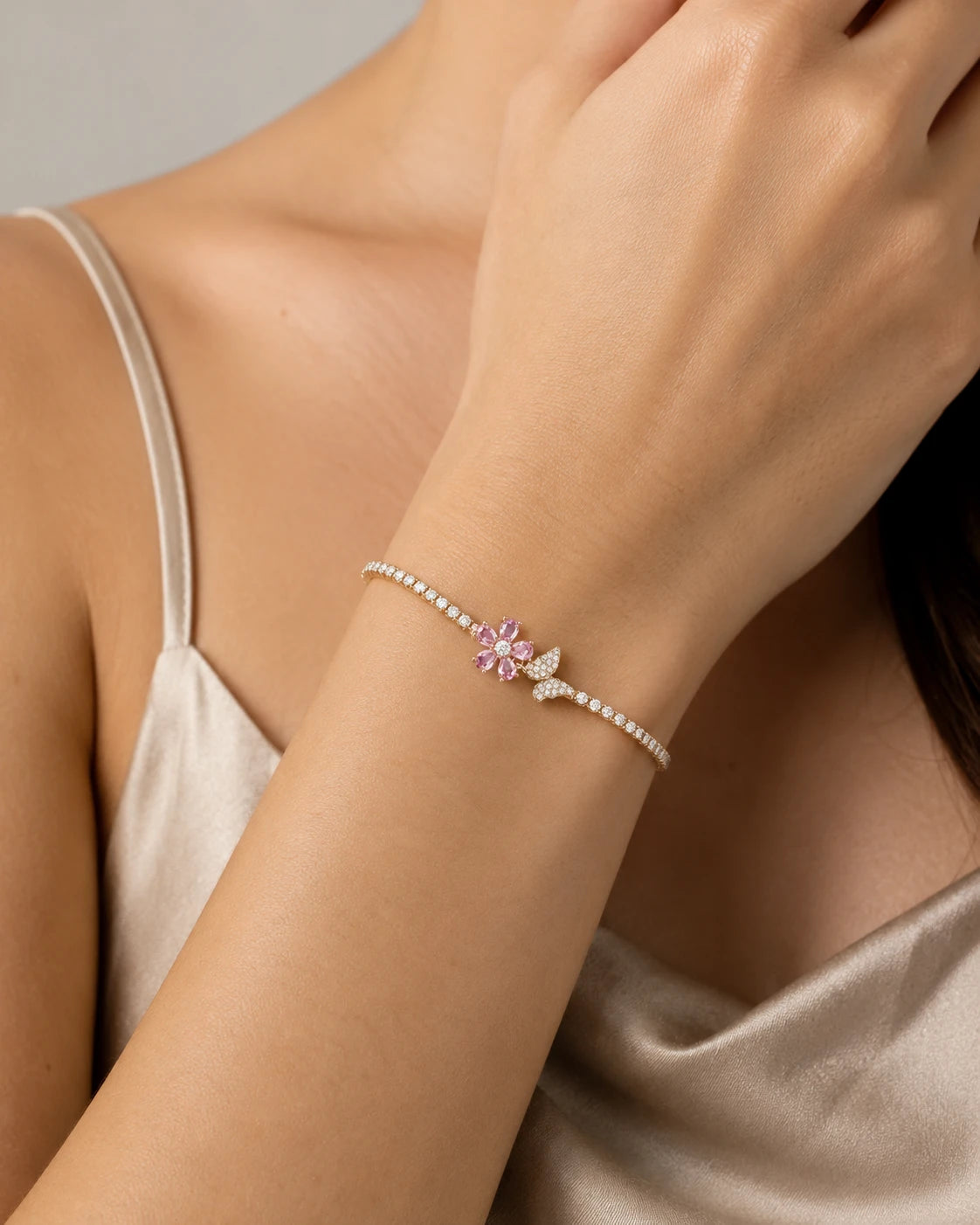 pink flower bracelet