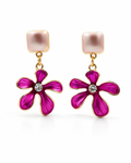 pink flower earrings floral