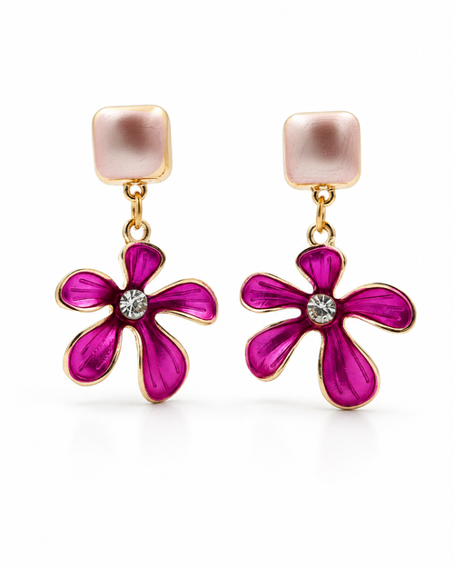 pink flower earrings floral