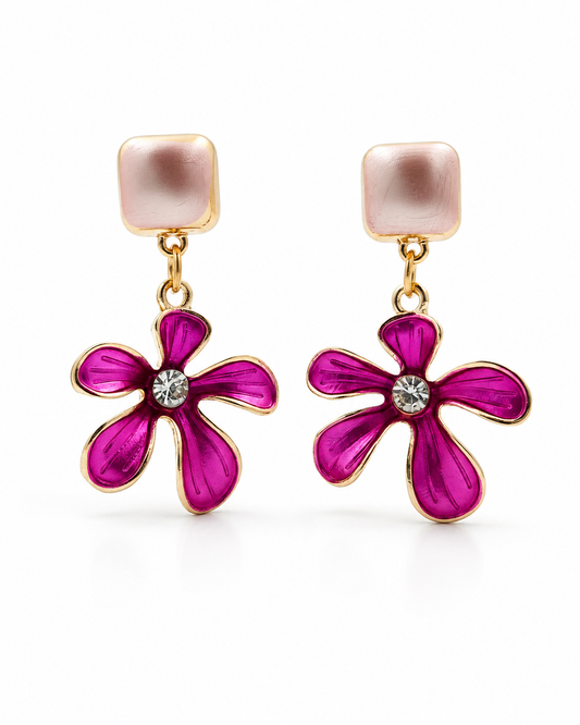 pink flower earrings floral