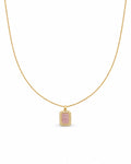pink halo pendant necklace