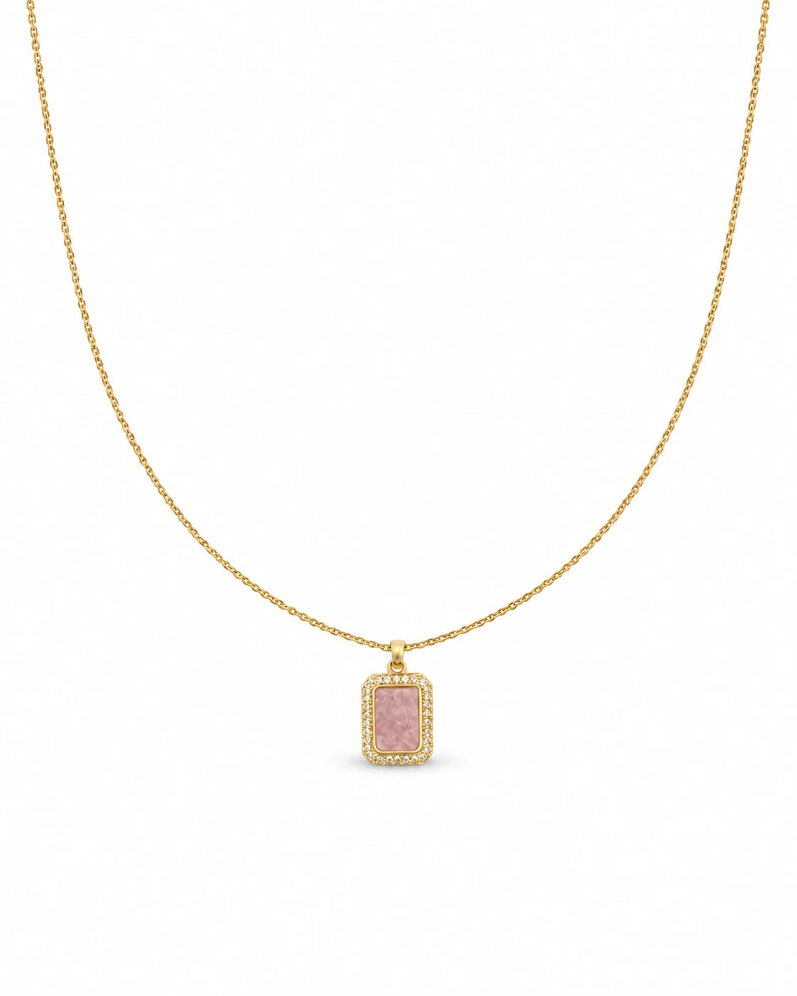 pink halo pendant necklace