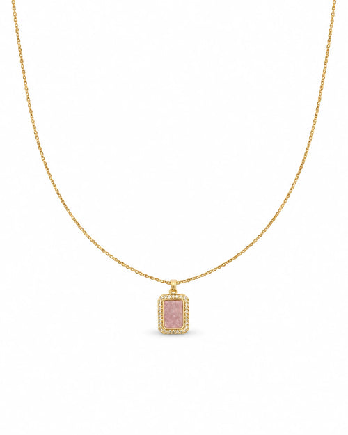 pink halo pendant necklace
