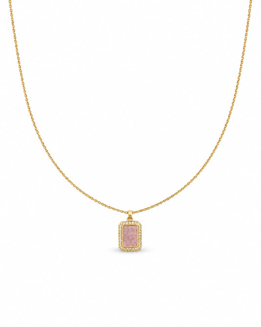 pink halo pendant necklace