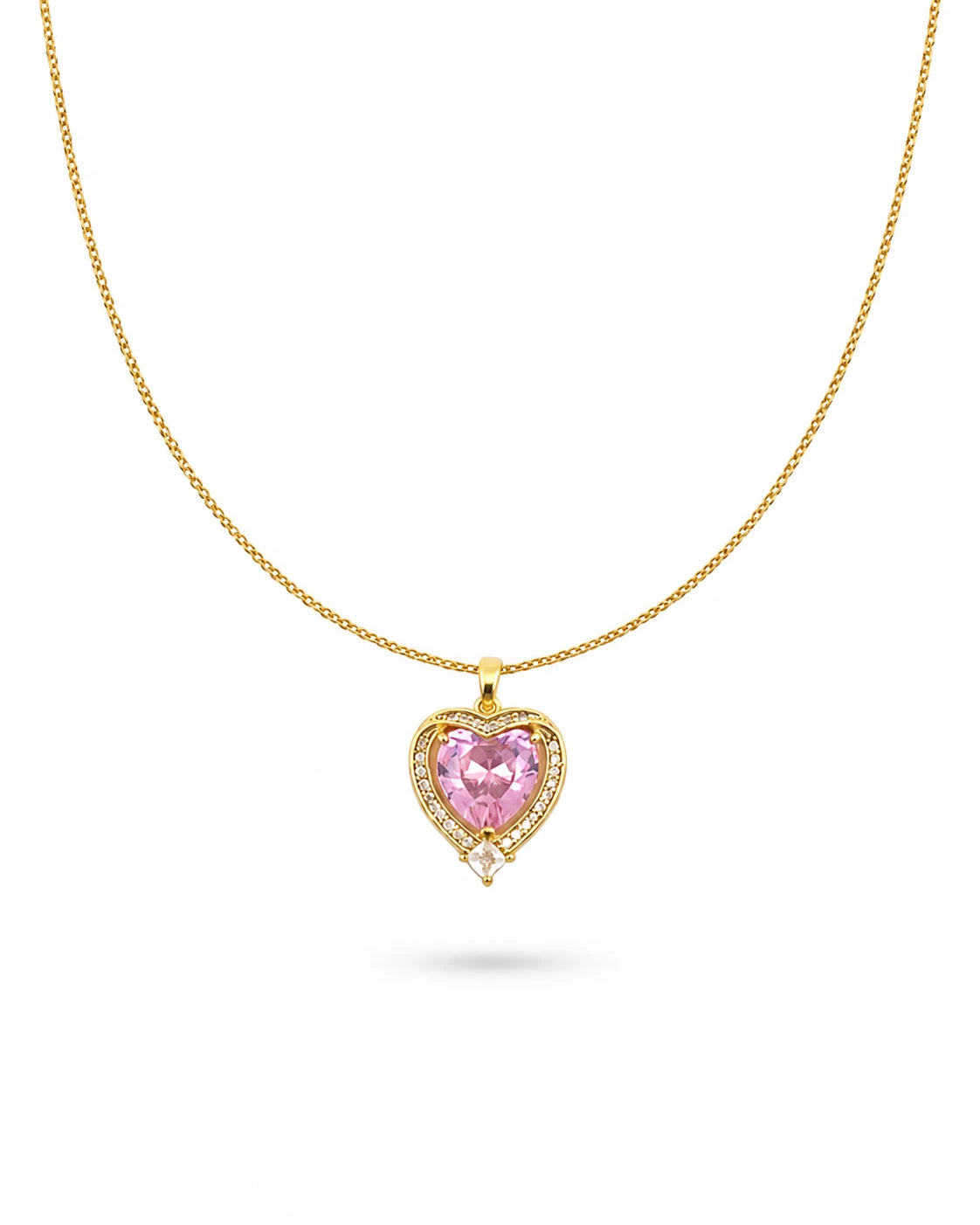 pink heart halo necklace