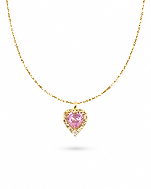 pink heart halo necklace