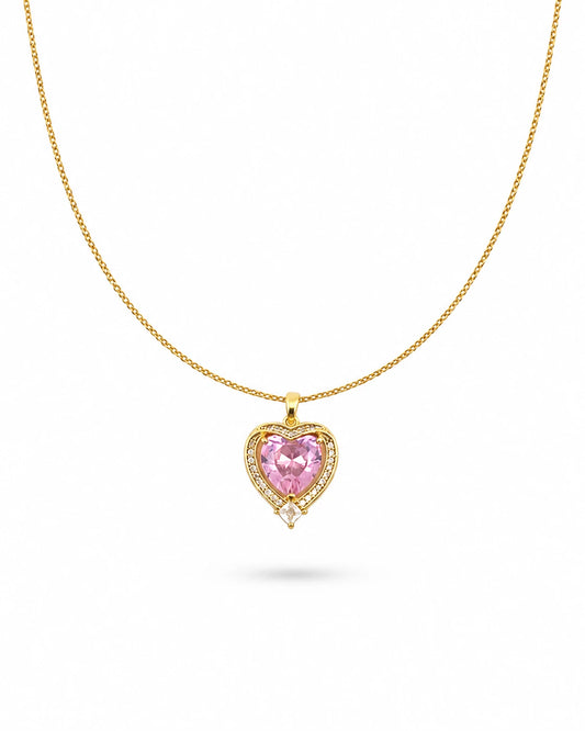 pink heart halo necklace