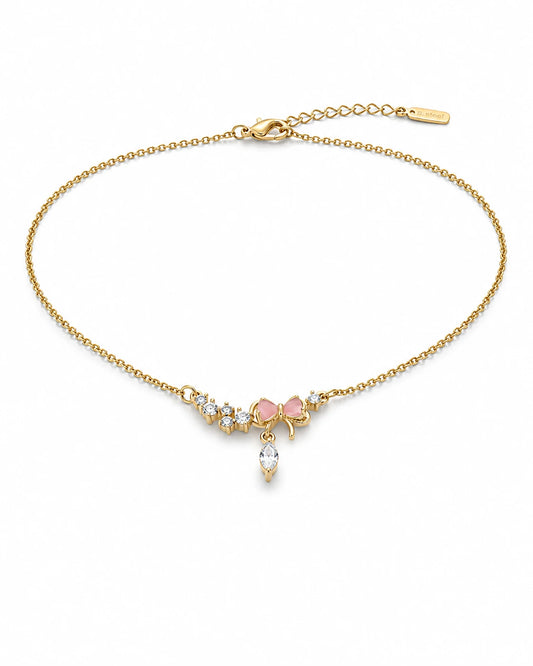 pink neck bow necklace