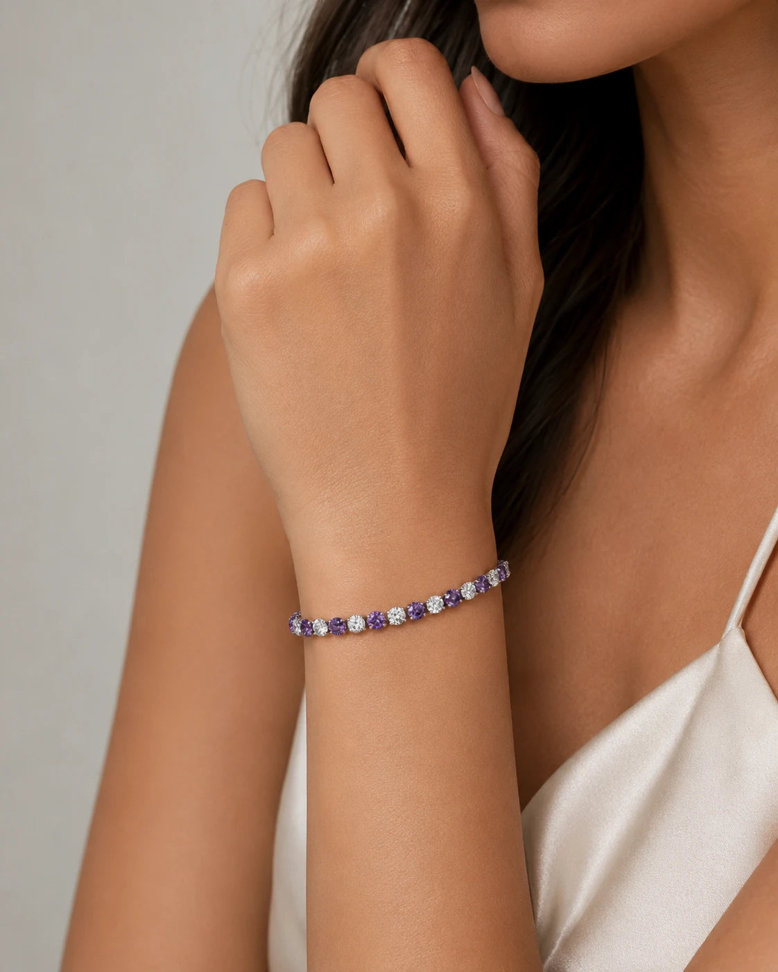 purple white silver crystal bracelet