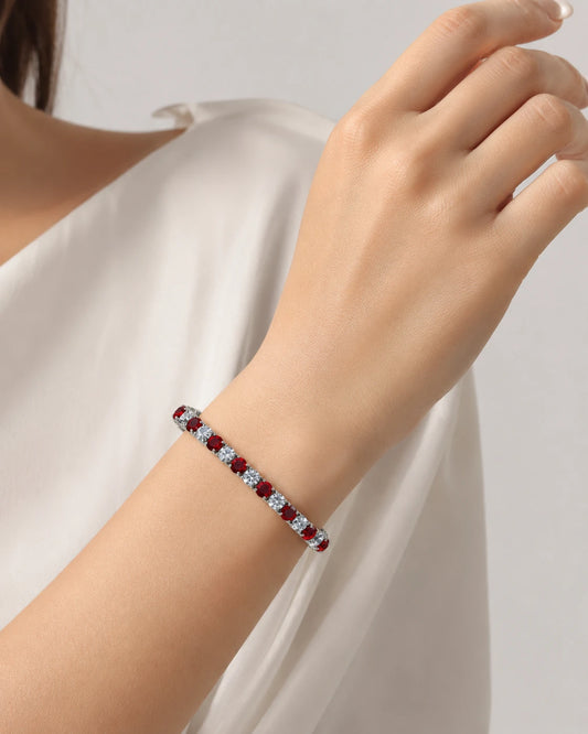 red crystal silver bracelet women