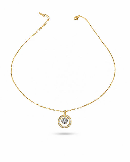round pendant circle halo necklace