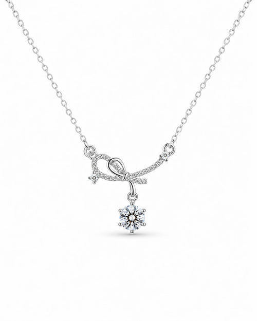 silver bow necklace