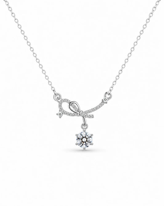 silver bow necklace