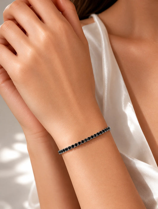 silver bracelet black tennis bracelet