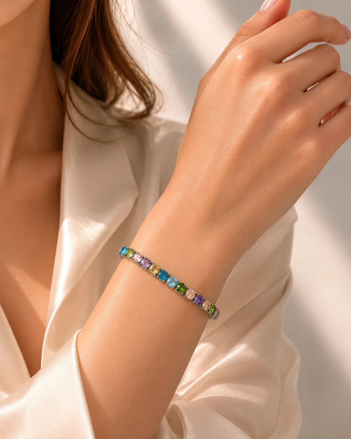 silver bracelet multicolor bracelet