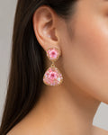 pink floral earrings