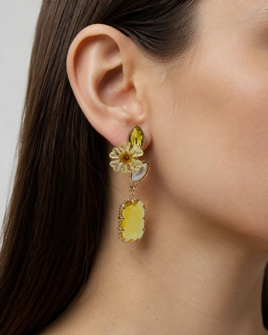 yellow crystal earrings swannah